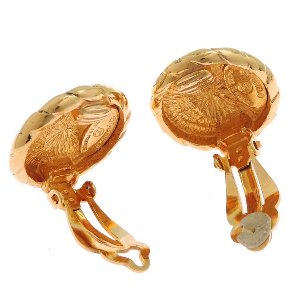 CHANEL Authentic Gold Logo Earrings - Picture 4 of 6
